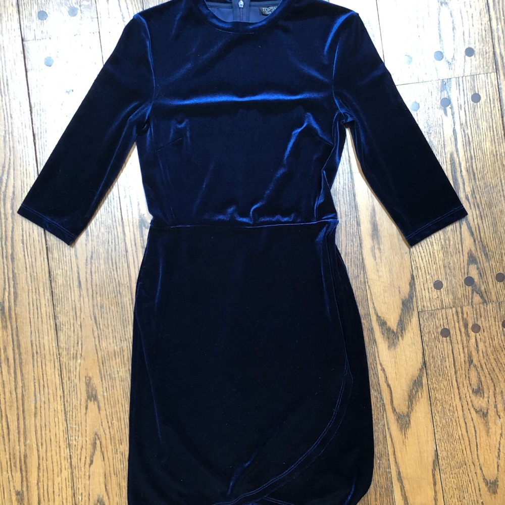 Navy Blue Velour Topshop Dress Size 4